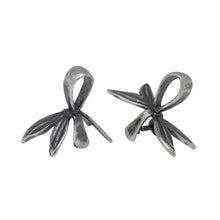 Load image into Gallery viewer, Sterling Silver Oxidized 8.5mm Width by 9.5mm Height Two Leaves, Side to Side Pinch Bail with 5.3mm Width by 8.5mm Height, Sliding Bail at the top. Quantity per pack - 2 Pieces.
