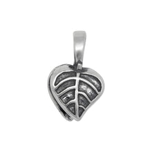 Load image into Gallery viewer, Bails. Sterling Silver Oxidized 12.8mm Width by 11.4mm Height, Leaf Pinch Bail with Leaf on both sides and 6.8mm Width by 8.6mm Height, Sliding Bail at the top. Quantity per pack - 2 Pieces.
