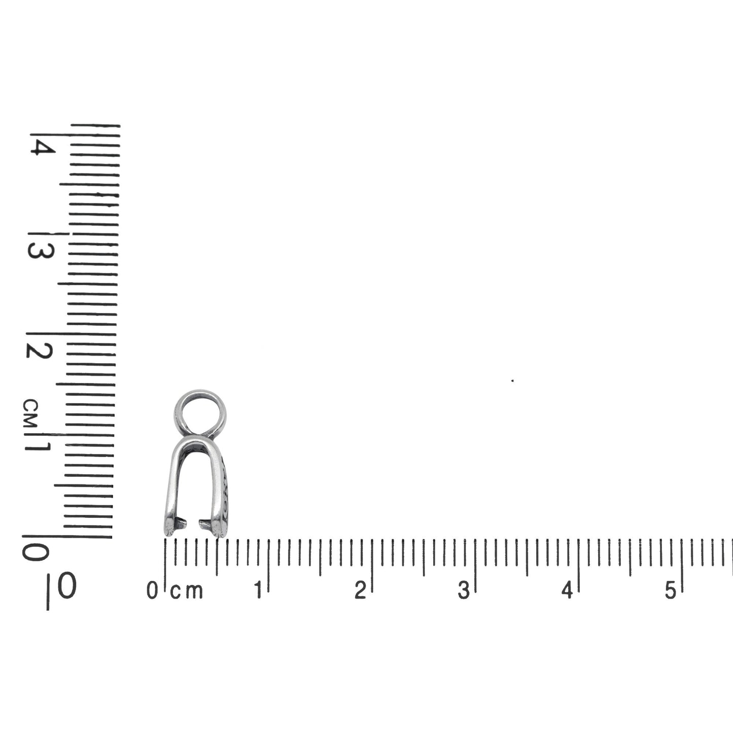 Sterling Silver Oxidized 5.9mm Width by 9.9mm Height, Filigree Pinch Bail with 5.4mm Width, Round Sliding Bail at the top. Quantity per pack - 2 Pieces.