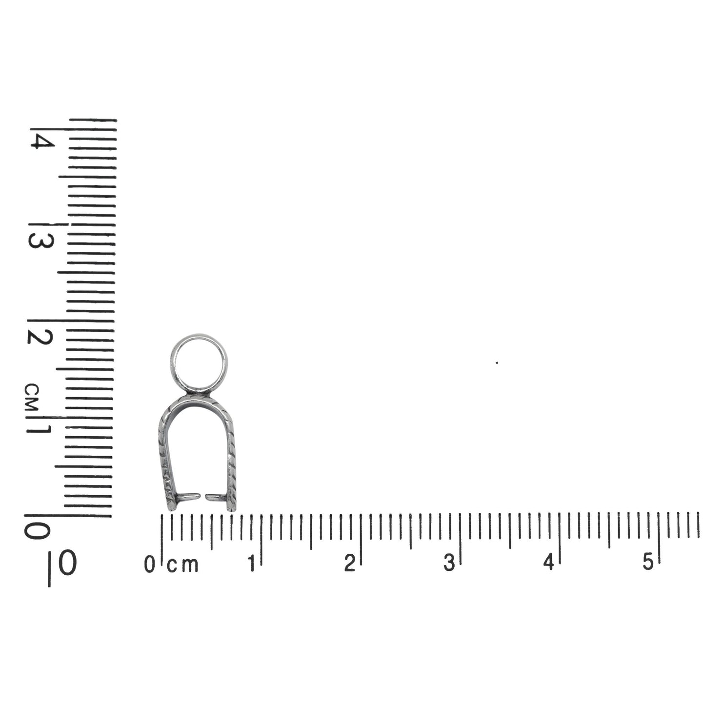 Sterling Silver Oxidized 6.3mm Width by 11.3mm Height, Southwestern Pinch Bail with 6.1mm Width, Round Sliding Bail at the top. Quantity per pack - 3 Pieces.