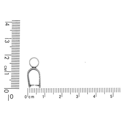 Sterling Silver Oxidized 6.3mm Width by 11.3mm Height, Southwestern Pinch Bail with 6.1mm Width, Round Sliding Bail at the top. Quantity per pack - 3 Pieces.