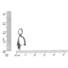 Load image into Gallery viewer, Sterling Silver Oxidized 9.6mm Width by 15.1mm Height, Flower Pinch Bail with 5.2mm Width by 7.2mm Height, Sliding Bail at the top. Quantity per pack - 2 Pieces.
