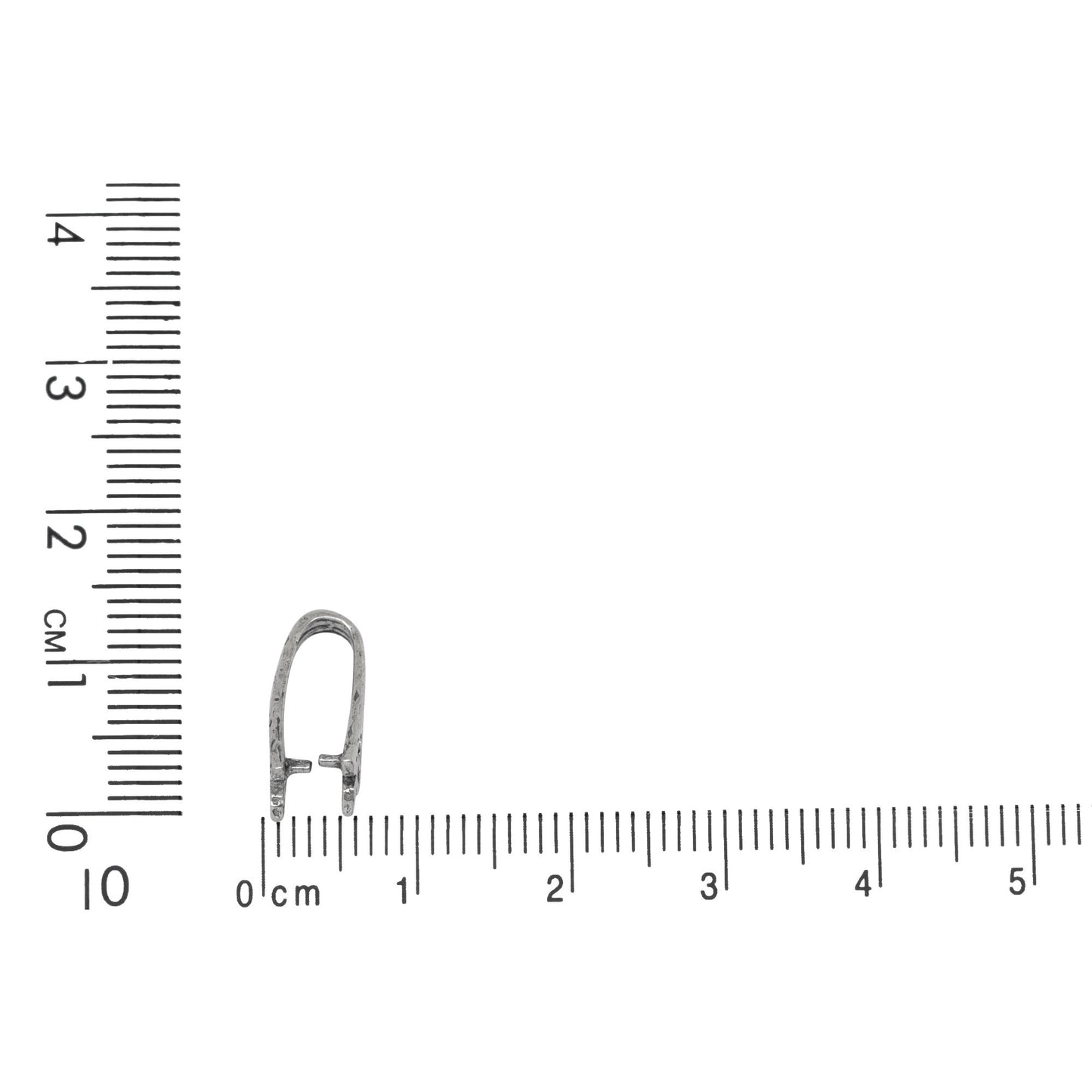 Sterling Silver Oxidized 6.7mm Width by 14.1mm Height, Hammered Southwestern Pinch Bail. Quantity per pack - 5 Pieces.