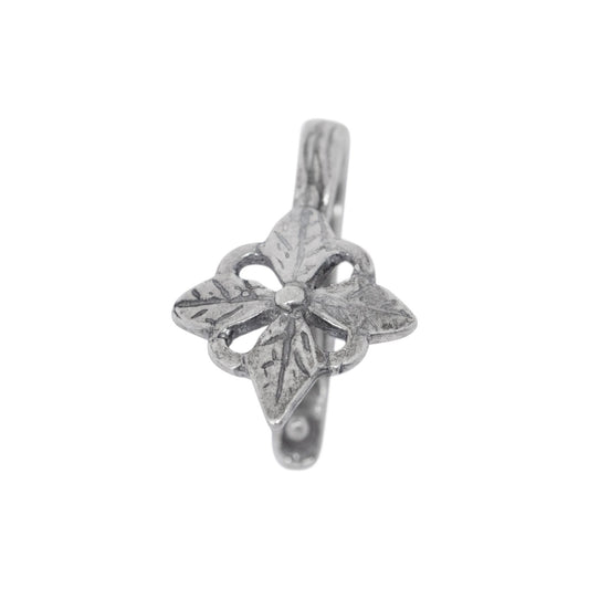 Bails. Sterling Silver Oxidized 9.3mm Width by 17.0mm Height, Flower Pinch Bail. Quantity per pack - 5 Pieces.