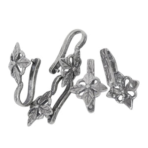 Sterling Silver Oxidized 9.3mm Width by 17.0mm Height, Flower Pinch Bail. Quantity per pack - 5 Pieces.