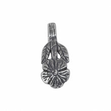 Load image into Gallery viewer, Bails. Sterling Silver Oxidized 6.3mm Width by 14.6mm Height, Flower Pinch Bail. Quantity per pack - 5 Pieces.
