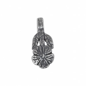 Bails. Sterling Silver Oxidized 6.3mm Width by 14.6mm Height, Flower Pinch Bail. Quantity per pack - 5 Pieces.