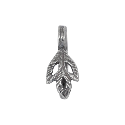 Bails. Sterling Silver Oxidized 7.0mm Width by 16.0mm Height, Leaf Pinch Bail. Quantity per pack - 5 Pieces.