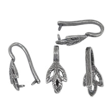 Load image into Gallery viewer, Sterling Silver Oxidized 7.0mm Width by 16.0mm Height, Leaf Pinch Bail. Quantity per pack - 5 Pieces.
