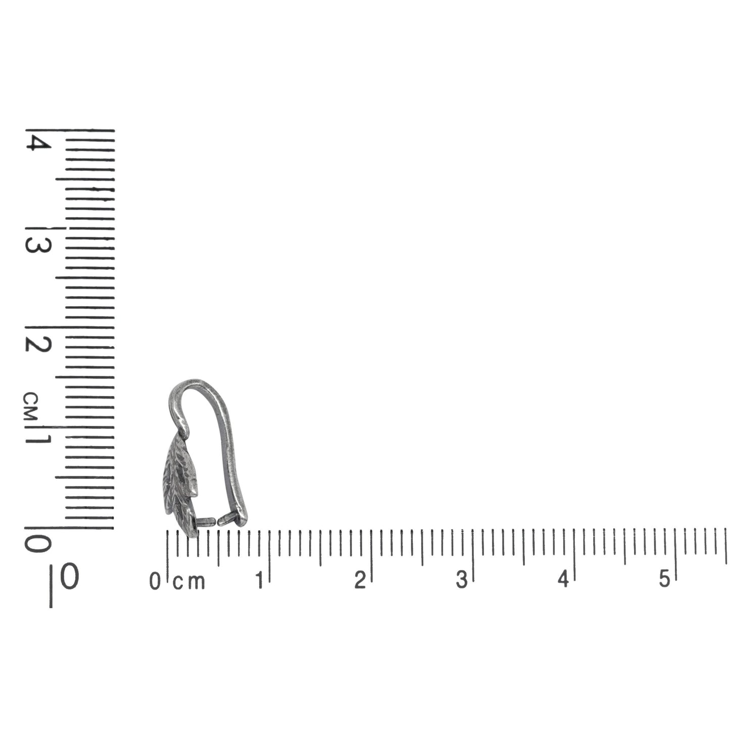 Sterling Silver Oxidized 7.0mm Width by 16.0mm Height, Leaf Pinch Bail. Quantity per pack - 5 Pieces.