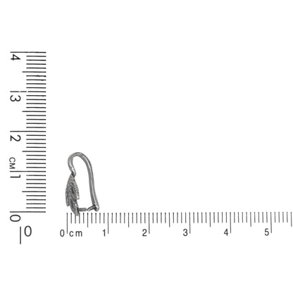 Sterling Silver Oxidized 7.0mm Width by 16.0mm Height, Leaf Pinch Bail. Quantity per pack - 5 Pieces.