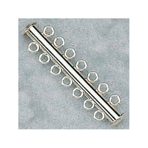 Clasps. Sterling Silver 4.5mm Width by 43mm Length, 7 Strand Tube Clasp. Quantity Per Pack: 1 Piece.