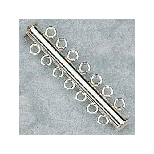 Clasps. Sterling Silver 4.5mm Width by 43mm Length, 7 Strand Tube Clasp. Quantity Per Pack: 1 Piece.