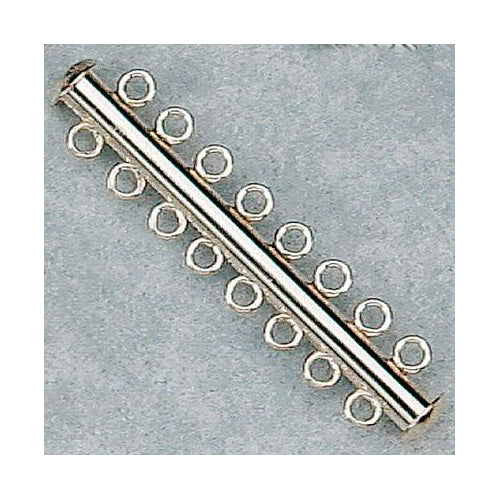 Clasps. Sterling Silver 4.5mm Width by 48.4mm Length, 8 Strand Tube Clasp. Quantity Per Pack: 1 Piece.