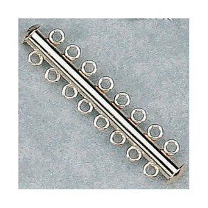 Clasps. Sterling Silver 4.5mm Width by 48.4mm Length, 8 Strand Tube Clasp. Quantity Per Pack: 1 Piece.