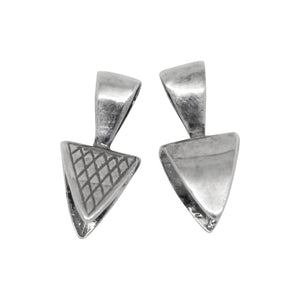 Sterling Silver Oxidized 10.6mm Width by 11.8mm Height Triangle Pinch Bail with 5.8mm Height by 10.1mm Width, Sliding Bail at the top. Quantity per pack - 2 Pieces.