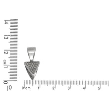 Load image into Gallery viewer, Sterling Silver Oxidized 10.6mm Width by 11.8mm Height Triangle Pinch Bail with 5.8mm Height by 10.1mm Width, Sliding Bail at the top. Quantity per pack - 2 Pieces.
