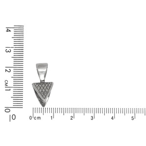 Sterling Silver Oxidized 10.6mm Width by 11.8mm Height Triangle Pinch Bail with 5.8mm Height by 10.1mm Width, Sliding Bail at the top. Quantity per pack - 2 Pieces.