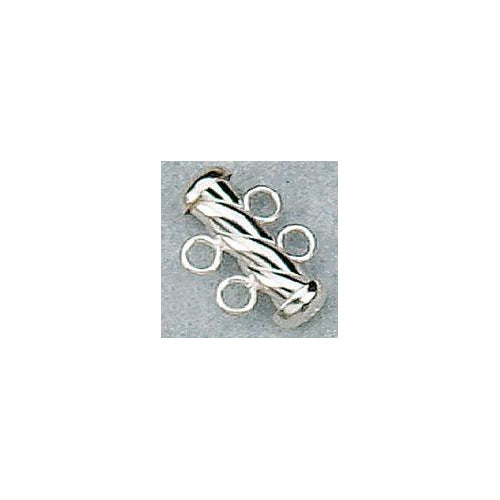 Clasps. Sterling Silver 4.5mm Width by 16.7mm Length, 2 Strand Twisted Tube Clasp. Quantity Per Pack: 2 Pieces.