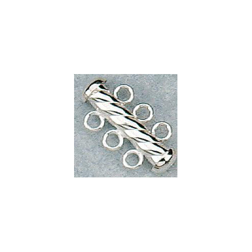 Clasps. Sterling Silver 4.5mm Width by 21.2mm Length, 3 Strand Twisted Tube Clasp. Quantity Per Pack: 2 Pieces.