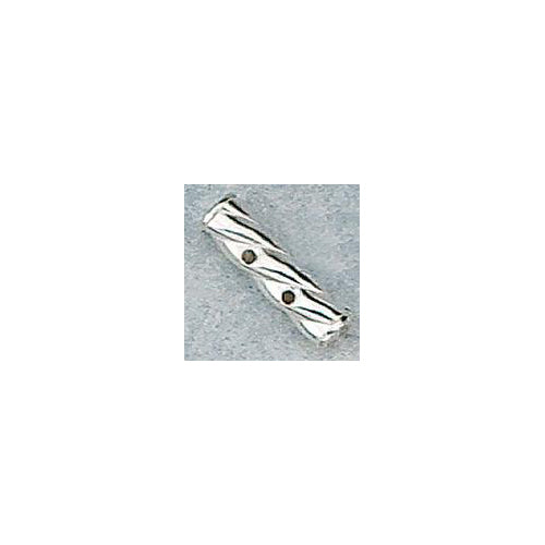 Spacers & Spacer Bars. Sterling Silver 4.0mm Width by 14.7mm Length, 2 Strand Twisted Tube Spacer Bar. Quantity Per Pack: 5 Pieces.