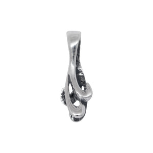 Bails. Sterling Silver Oxidized 8.0mm Width by 25.2mm Height, Wave Pinch Bail. Quantity per pack - 2 Pieces.