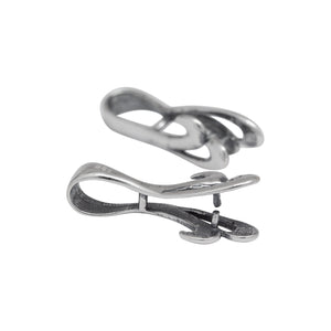 Sterling Silver Oxidized 8.0mm Width by 25.2mm Height, Wave Pinch Bail. Quantity per pack - 2 Pieces.