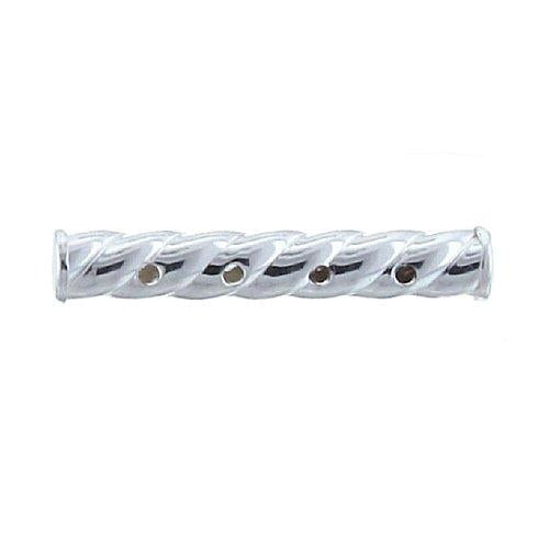 Spacers & Spacer Bars. Sterling Silver 4.0mm Width by 24.6mm Length, 4 Strand Twisted Tube Spacer Bar. Quantity Per Pack: 5 Pieces.