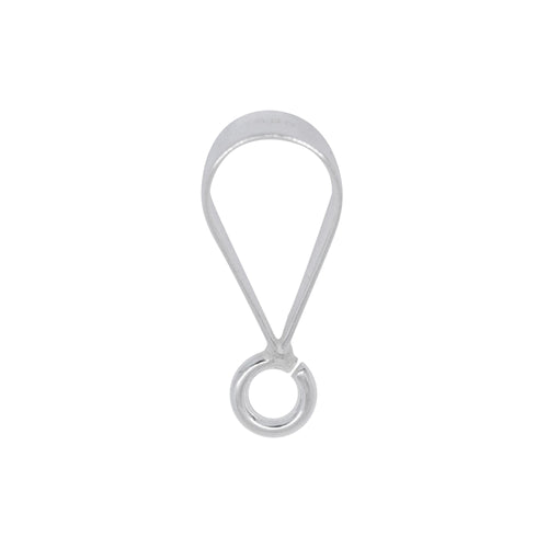 Bails. Sterling Silver 6.8mm Width by 11.5mm Height, Sliding Bail with 18.0 gauge 4.5mm Open Ring at the bottom. Quantity per pack - 10 Pieces.