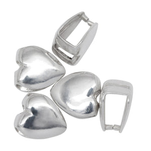 Sterling Silver 9.8mm Width by 10.3mm Height, Heart Pinch Bail. Quantity per pack - 5 Pieces.