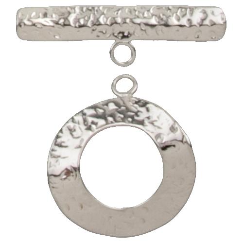 Clasps. Sterling Silver 25.2mm Width / Length by 0.8mm Thick Textured Toggle Clasp Ring and 6.0mm Width by 35.9mm Length by 0.8mm Thick Textured Toggle Clasp Bar. Quantity Per Pack: 1 Pair.