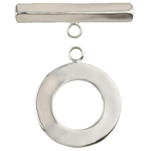 Clasps. Sterling Silver 29.7mm Width / Length by 0.8mm Thick Toggle Clasp Ring and 6.0mm Width by 34.5mm Length by 0.7 Thick Toggle Clasp Bar. Quantity Per Pack: 1 Pair.