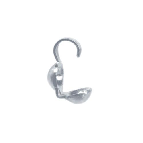 Bead Tips & Clam Shells. Sterling Silver 3.7mm Width by 9.5mm Length, Clam Shell Bead Tip with Hook. Quantity Per Pack: 50 Pieces.