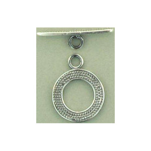 Clasps. Sterling Silver 14.0mm Width / Length by 1.0mm Thick Textured Flat Toggle Clasp Ring and 2.8mm Width by 21.2mm Length Textured Flat Toggle Clasp Bar. Quantity Per Pack: 2 Pairs.