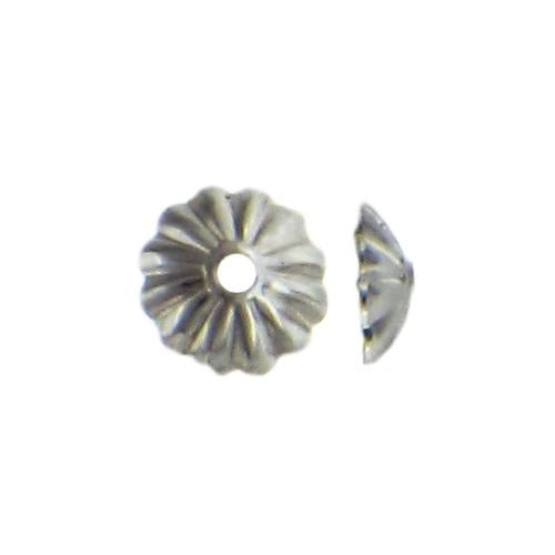 Bead Caps & Cones. Sterling Silver 6.1mm Height / Width Corrugated Bead Cap. Quantity Per Pack: 50 Pieces.