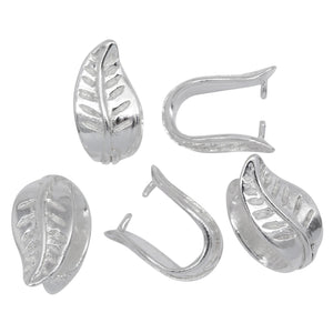 Sterling Silver 7.1mm Width by 12.3mm Height, Leaf Pinch Bail. Quantity per pack - 5 Pieces.