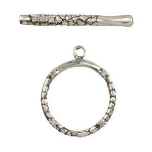 Clasps. Sterling Silver Oxidized 21.2mm Width / Length Fancy Patterned Toggle Clasp Ring and 2.8mm Width by 31.3mm Length Fancy Patterned Toggle Clasp Bar. Quantity Per Pack: 2 Pairs.