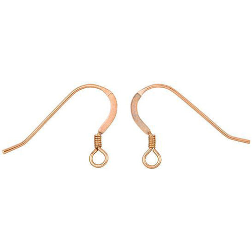 Ear Findings. Copper 21.0 Gauge, 23.3mm Width by 15.7mm Length Ear Wire With 1.5mm Width by 1.7mm Length Coil. Quantity Per Pack: 100 Pieces.