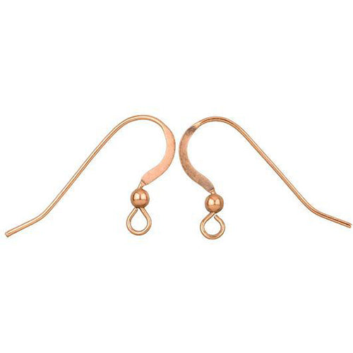 Ear Findings. Copper 22.0 Gauge, 24.0mm Width by 11.4mm Length Ear Wire With 2.4mm Width / Length Bead. Quantity Per Pack: 100 Pieces.