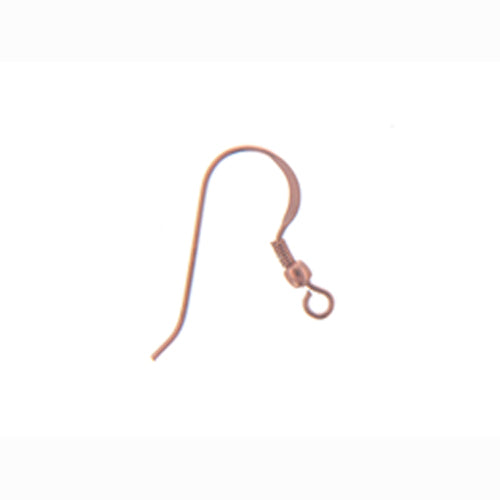 Ear Findings. Copper 21.0 Gauge, 24.2mm Width by 19.3mm Length Ear Wire With 1.5mm Width by 2.5mm Length Coil & 2.5mm Width / Length Bead. Quantity Per Pack: 20 Pieces.