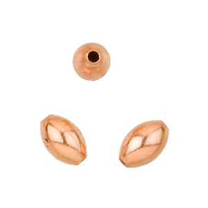 Beads. Copper 3.1mm Width by 4.8mm Length by 3.1mm Height, Smooth Oval Bead. Quantity per pack: 100 Pieces.