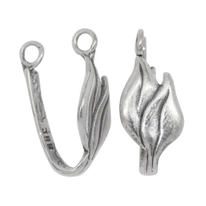 Sterling Silver 9.7mm Width by 17.9mm Height, Double Leaf Donut Bail with Two 19.0 Gauge 4.4mm Closed Rings at the top. Quantity per pack - 2 Pieces.