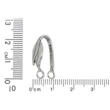 Load image into Gallery viewer, Sterling Silver 9.7mm Width by 17.9mm Height, Double Leaf Donut Bail with Two 19.0 Gauge 4.4mm Closed Rings at the top. Quantity per pack - 2 Pieces.
