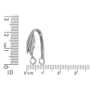 Sterling Silver 9.7mm Width by 17.9mm Height, Double Leaf Donut Bail with Two 19.0 Gauge 4.4mm Closed Rings at the top. Quantity per pack - 2 Pieces.