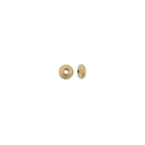 Beads. Gold Filled 3.2mm Width by 1.4mm Length, Corrugated Saucer Bead. Quantity per pack: 20 Pieces.