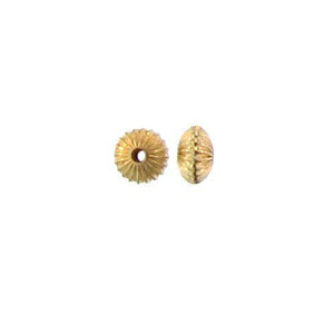 Beads. Gold Filled 4.8mm Width by 2.4mm Length, Corrugated Saucer Bead. Quantity per pack: 25 Pieces.