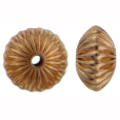 Beads. Gold Filled 9.7mm Width by 5.8mm Length, Corrugated Saucer Bead. Quantity per pack: 1 Piece.