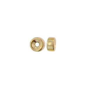 Beads. Gold Filled 1.6mm Width by 3.1mm Length Smooth Roundel Bead. Quantity per pack: 100 Pieces.