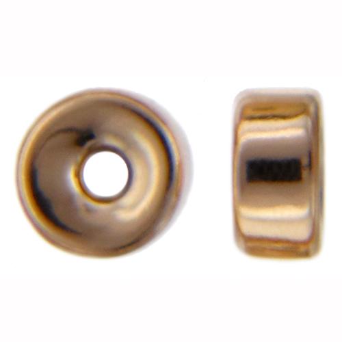 Beads. Gold Filled 2.2mm Width by 4.1mm Length Smooth Roundel Bead. Quantity per pack: 100 Pieces.