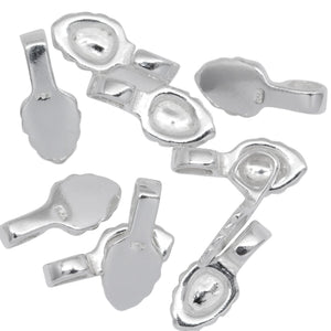 Sterling Silver 5.2mm Width by 7.6mm Height, Glue On Bail with 3.7mm Width by 4.3mm Height, Sliding Bail at the top. Quantity per pack - 10 Pieces.